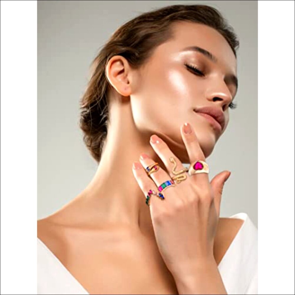 Adjustable Stackable Rings Set Star Moon Heart Bo… - image 5